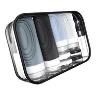 1 juego de accesorios de baño de silicona para baño, recipientes de viaje recargables a prueba de fugas, para gimnasio en casa y viajes, recipientes de líquidos reutilizables