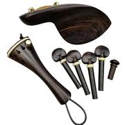 1 juego de accesorios for violín de ébano de color natural 4/4, clavijas for violín, mentonera, cordal, clavija de extremo, afinador y soporte