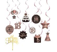 1 Juego De Amuletos En Espiral De 18 Años, 1 Tarjeta De Cumpleaños, Tarjeta Colgante Con Sombrero De Cumpleaños Con Globo Para Pastel, Amuleto Colgante, Decoración De Tarjetas De Cumpleaños