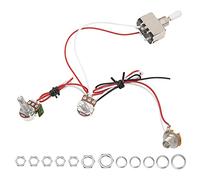 1 juego de arnés de cableado de guitarra Yootones precableado 500 K, kit de arnés de cableado de interruptor de palanca de 3 vías con salida de 6.35 para guitarra eléctrica (sombrero blanco)