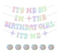 1 Juego De Banderas De Cumpleaños Coloridas, 6 Piezas De Dijes En Espiral, Banderas De Letras Coloridas "Soy Yo, Soy La Cumpleañera", Decoración De Fondo De Cumpleaños