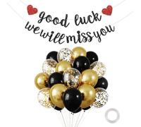 1 Juego De Banderas De La Suerte, 30 Piezas De Globos Negros Y Dorados, 1 Rollo De Cinta, Decoración De Fiesta, Juego De Globos Decorativos, Globos De Metal Con Lentejuelas, Decoración De Fiesta