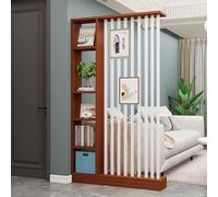 1 Juego de biombo Minimalista de Madera con estantes: Elegante biombo Independiente for Oficina en casa y recibidor.(Teak+White 47.2x9.4x80.7in)