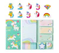 1 Juego De Blocs De Notas De Caballos Arcoíris Y 10 Borradores De Caballos Arcoíris, Mini Borradores, Libretas Creativas De Dibujos Animados, Útiles Escolares