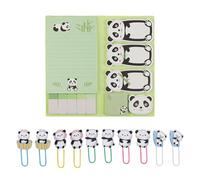 1 Juego De Blocs De Notas De Panda Y 10 Clips De Papel De Panda, Lindos Artículos De Papelería, Artículos De Papelería Creativos, Material De Oficina Y Aprendizaje, Regalos Para Estudiantes
