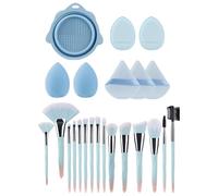 1 juego de brochas de maquillaje para la cara, cepillo cosmético plegable, cuenco de lavado, brocha para sombra de ojos, polvo y soplo, herramienta de maquillaje