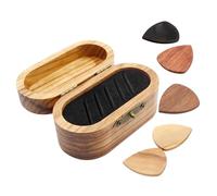1 juego de caja de púas de guitarra elipse de madera maciza con 5 púas de guitarra para regalo de músico de guitarra