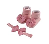 1 juego de calcetines para la cabeza del bebé, bandas para el pelo de bebé, lazos para niñas con arco suave, no deslizantes, bandas elásticas para el cabello, calcetines de algodón para niños (rosa)