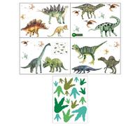 1 Juego De Calcomanías De Pared De Dinosaurio Y 1 Calcomanías De Pared De Huella De Dinosaurio, Calcomanías De Pared Impermeables Y Decoración De La Habitación Para Niños.