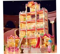 1 Juego de casa de muñecas de 5 Pisos, 14 Habitaciones, casa de muñecas de Lujo para niña, Castillo de Princesa DIY con muñeca, Cachorro, Muebles y Accesorios, Juguetes navideños de ensueño para niñ