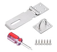 1 juego de cierres de 4 pulgadas, 1 destornillador, pestillo de puerta, cierre antirrobo, hebilla sin perforación, cerradura de puerta de seguridad, adecuado para puertas de dormitorio, baño e