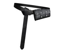 1 juego de cinturón medieval de doble cierre con riñonera portátil, equipo de recreación histórica, cinturón medieval con bolsa desmontable, Black, Talla única, Mass Beauty