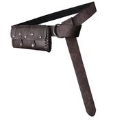 1 juego de cinturón medieval de doble cierre con riñonera portátil, equipo de recreación histórica, diseño de piel sintética, accesorios de fiesta medieval/temática, marrón claro, Talla única, Mass