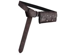 1 juego de cinturón medieval de doble cierre con riñonera portátil, equipo de recreación histórica, diseño de piel sintética, bolsa medieval ajustable, marrón claro, Talla única, Mass Beauty