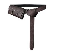 1 juego de cinturón medieval de doble cierre con riñonera portátil, equipo de recreación histórica, diseño de piel sintética, marrón claro, Talla única, Mass Beauty