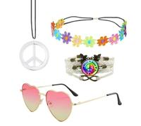1 Juego De Complementos Hippie, 1 Pulsera Multicapa, Traje Hippie Mujer, Set De Decoración Retro, Conjunto De Ropa Y Accesorios