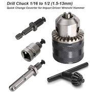 1 juego de convertidor de 1,5 a 13 mm, llave de 1/2 20UNF, portabrocas, adaptador de cambio rápido, llave de impacto SDS de 1/4, varilla de conexión de broca hexagonal