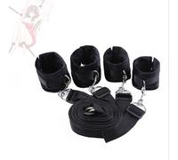 1 juego de correas de entrenamiento de yoga de nailon de felpa negra para entrenamiento de manos y pies.