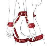 1 juego de correas de felpa de cuero rojo con puños ajustables juego de ejercicios de yoga