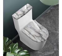 1 juego de Cubierta y para de Inodoro de Mármol , Forro de Fibra Slicky para de Inodoro, Cobertura Elástica Completa, Adaptador de U, Accesorios Decorativos para Baño
