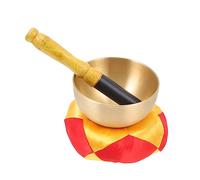 1 juego de cuencos de cobre para limosnas, cuenco de madera de cobre sin cobre, cuenco de canto tibetano, cuenco de canto de meditación de algodón, cuenco de templo budista para el hogar