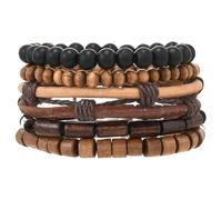 1 juego de cuentas de madera de concha de coco ajustable con cordón elástico ajustable para mujer, One Size, como se describe