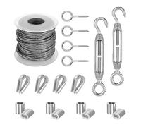1 Juego de cuerda alambre multifuncional 15/30 M, Cable acero inoxidable for tienda, colgante for tender la ropa, cuerdas for barandilla for exteriores(15m)