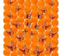 1 Juego de Decoraciones del Día de Muertos Que Incluye 50 Cabezas de Flores de caléndula y 24 Mariposas monarca para Diwali, Guirnalda de Bricolaje para el hogar Indio, Guirnalda para Manualidades de