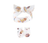 1 juego de diadema elástica para bebés con manoplas a juego, bonito diseño de lazo, absorbente del sudor para niñas