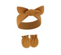 1 juego de diadema elástica para bebés con manoplas a juego, bonito diseño de lazo, absorbente del sudor para niñas