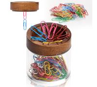 1 juego de dispensador de grapas magnético 6,5 x 2 cm, dispensador de clips de madera, con 70 clips, caja de almacenamiento magnética, dispensador de grapas para oficina con caja de almacenamiento de