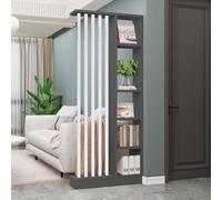 1 Juego de Elegante biombo de Madera Independiente con estantes: Expositor for decoración del hogar, la Oficina y la Sala de Estar.(Gray+White 31.4x9.4x80.7in)