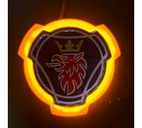 1 juego de emblema azul y rojo de grifo para rejilla delantera de camión de Scania, emblema con iluminación LED de 24V, accesorios iluminados, tira de luz (iluminación amarilla)
