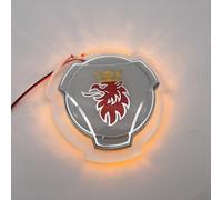 1 juego de emblema de Griffin blanco y rojo para la parrilla delantera de coche Scania con tira de iluminación LED de 24 V, accesorios iluminados para camión (iluminación amarilla)