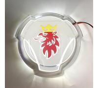 1 juego de emblema de Griffin blanco y rojo para Scania Car Truck Front Grille Hood Emblema con tira de iluminación LED de 24 V Accesorios iluminados para camión (iluminación blanca)