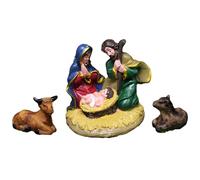 1 juego de estatua de nacimiento de santo, figura de mesa católica de resina para pesebre de Navidad