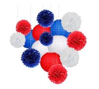 1 juego de farolillos de papel colgantes redondos decorativos for baby shower, fiestas en el jardín, celebraciones y bodas.(Red Blue)