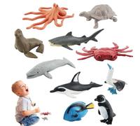1 juego de figuras de animales marinos - Figuras de criaturas marinas, decoraciones para fiestas bajo el mar | Surtido de juguetes realistas de animales marinos que incluyen tiburones, ballenas, delfi