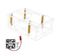 1 juego de funda acrílica con ventilador de refrigeración para Raspberry Pi 5, caja de carcasa transparente, ventilador de refrigeración
