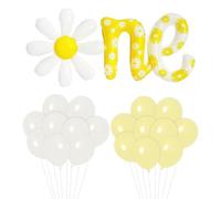 1 Juego De Globos Margaritas De Un Año, 20 Piezas De Globos De Latex, Globos Ingleses One, Globos De Una Sola Pieza, Decoración Fiesta Cumpleaños De Un Año, Globos Decoración Flores Pequeñas