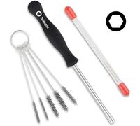 1 juego de herramientas de ajuste de carburador, con 5 mini cepillos de limpieza de tuberías de metal y destornillador hexagonal de 4 mm, para motosierras Husqvarna, Echo, recortadoras, sopladores de