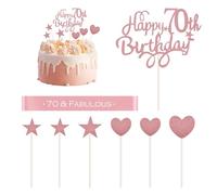 1 Juego De Inserciones Para 70 Cumpleaños, 1 Pieza De Correas Para 70 Cumpleaños, Inserciones Para Tartas De 70 Cumpleaños, Suministros Para Tartas De Fiesta.