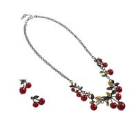 1 juego de joyería de cereza para mujer elegante collar de pendientes de cereza para bodas Fiestas y ocasiones especiales Diseño delicado tiempo de moda para un atractivo visual mejorado