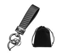 1 juego de llaveros de coche de piel de fibra para hombre con hebilla de herradura y 2 anillos de color sólido, así como 1 bolsa de almacenamiento negra, adecuado como regalo para el día del padre y