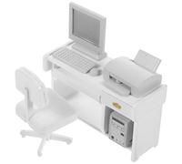 1 juego de madera para impresora de computadora accesorios miniatura escritorio de oficina modelo mini escritorio de oficina decoración escritorio juguete miniatura muebles de oficina blanco