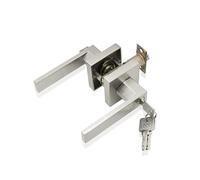 1 juego de manija de puerta negra, cerradura de manija de puerta cuadrada, cerradura de privacidad for dormitorio, habitación, baño, cerradura for el hogar(Silvery)