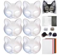 1 Juego de máscara Therian con tira de lana, tela de malla, máscara de gato de media cara, vestido divertido para pintura DIY Therian para maquillaje de Halloween, juegos de rol, fiesta de cospl
