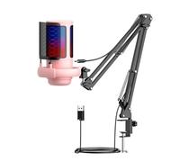 1 juego de micrófono USB para juegos de computadora, con luz LED, función ajustable para streamers, micrófono condensador USB en vivo