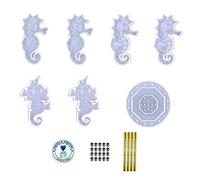 1 juego de moldes de silicona brillante de hipocampo para colgar en la pared, llavero de viento, resina epoxi, moldes colgantes de silicona para resina epoxi