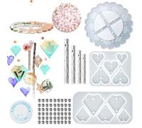 1 juego de moldes de silicona ligeros y portátiles para crear fácilmente colgantes de corazón y estrella, campanillas de viento, adorno geométrico para bolsa